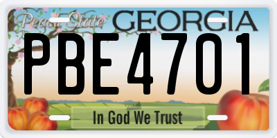 GA license plate PBE4701