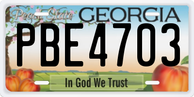 GA license plate PBE4703