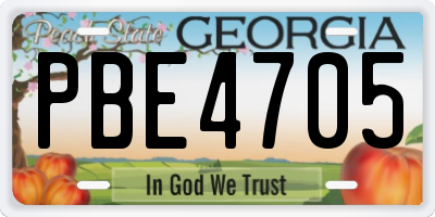 GA license plate PBE4705