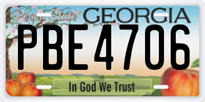 GA license plate PBE4706