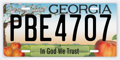 GA license plate PBE4707