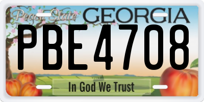 GA license plate PBE4708
