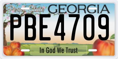 GA license plate PBE4709