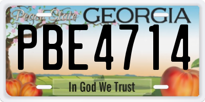 GA license plate PBE4714