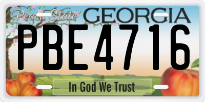 GA license plate PBE4716