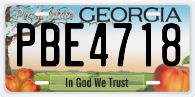 GA license plate PBE4718