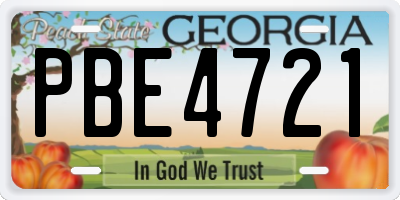 GA license plate PBE4721