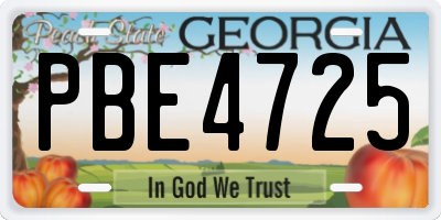 GA license plate PBE4725
