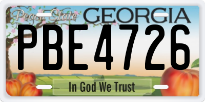 GA license plate PBE4726