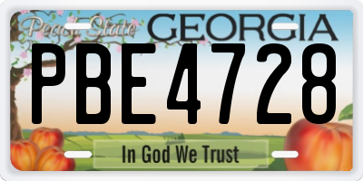 GA license plate PBE4728