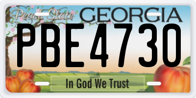 GA license plate PBE4730