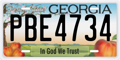 GA license plate PBE4734