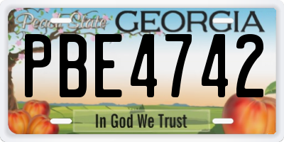 GA license plate PBE4742
