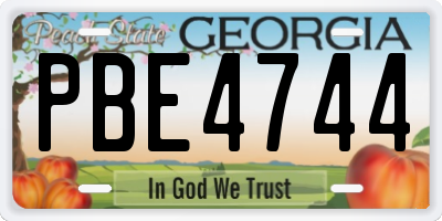 GA license plate PBE4744