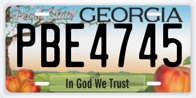 GA license plate PBE4745
