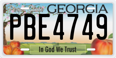 GA license plate PBE4749