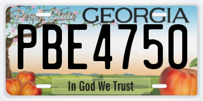 GA license plate PBE4750