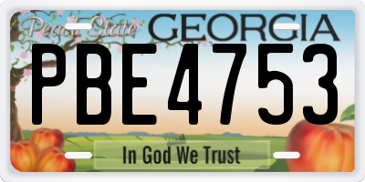 GA license plate PBE4753