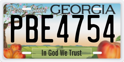 GA license plate PBE4754