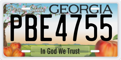 GA license plate PBE4755