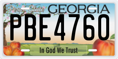 GA license plate PBE4760