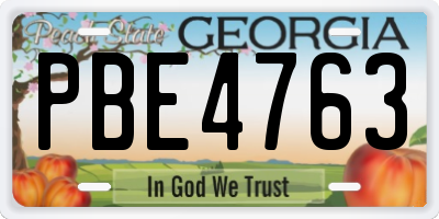GA license plate PBE4763