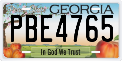GA license plate PBE4765