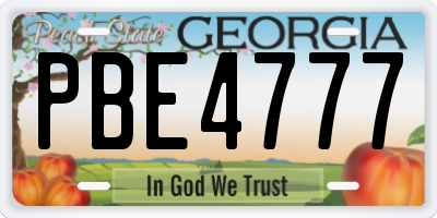 GA license plate PBE4777