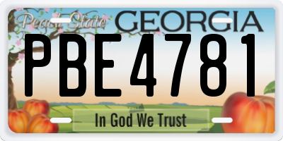 GA license plate PBE4781