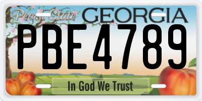GA license plate PBE4789