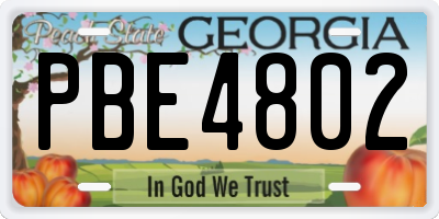 GA license plate PBE4802