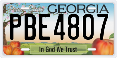 GA license plate PBE4807