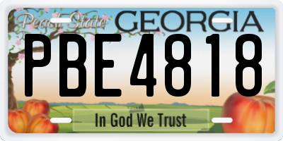 GA license plate PBE4818