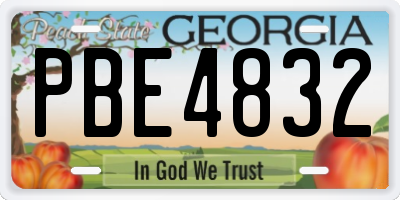 GA license plate PBE4832