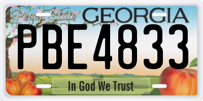 GA license plate PBE4833