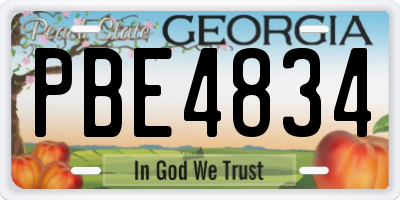 GA license plate PBE4834