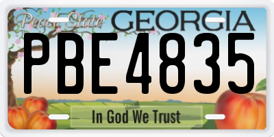 GA license plate PBE4835