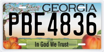 GA license plate PBE4836
