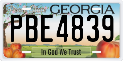 GA license plate PBE4839