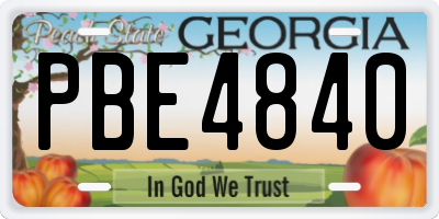 GA license plate PBE4840