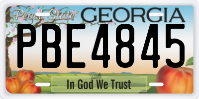GA license plate PBE4845