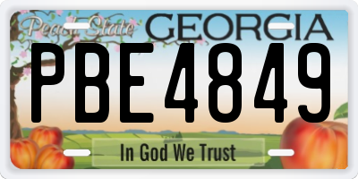 GA license plate PBE4849