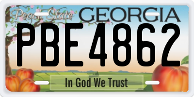 GA license plate PBE4862