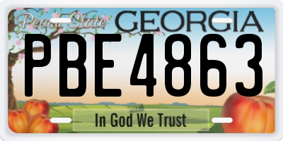 GA license plate PBE4863