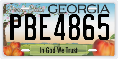 GA license plate PBE4865