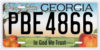 GA license plate PBE4866