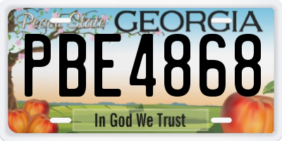 GA license plate PBE4868