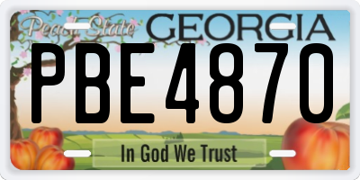 GA license plate PBE4870