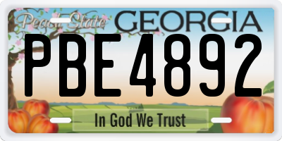 GA license plate PBE4892