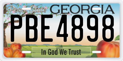 GA license plate PBE4898